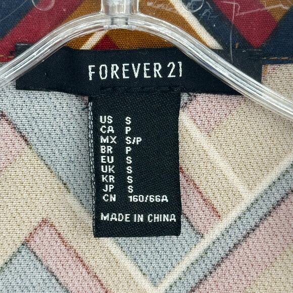 Forever 21 Romper Women Size S Multicolor Short Sleeve Geometric Tie Waist - Picture 8 of 15